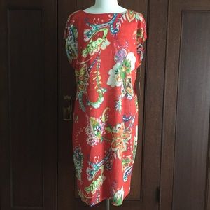 Floral linen knit sheath dress NWT